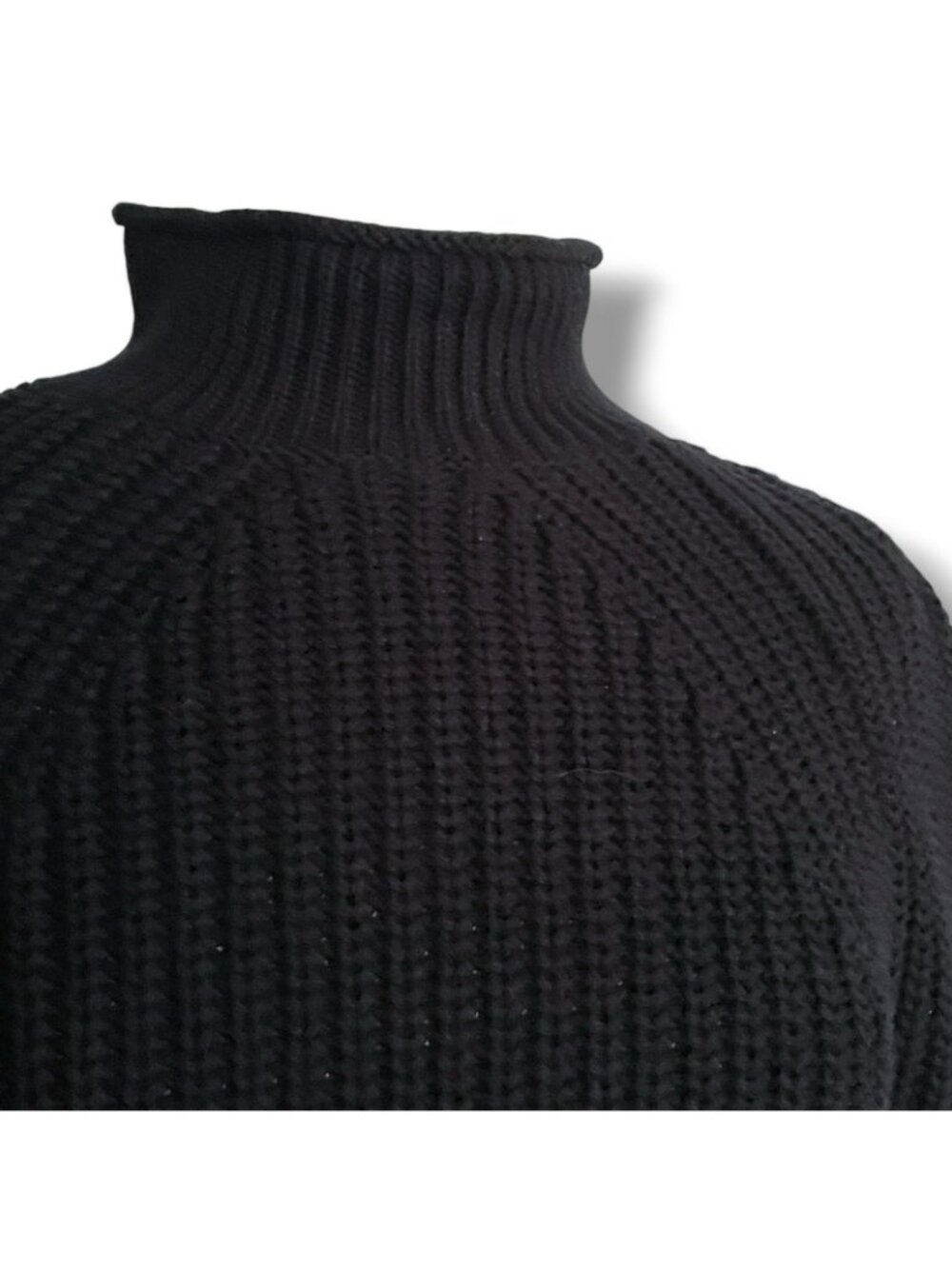 J Crew Womens Relaxed Rollneck Sweater XS Black Cotton Preppy Oversized Chunky - Picture 6 of 10